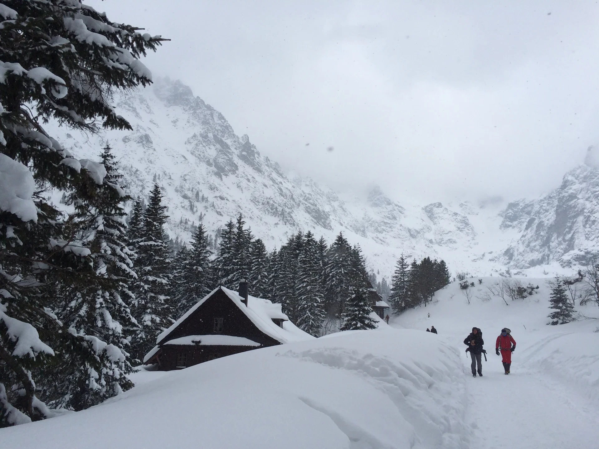 Zimná turistika v Ždiári – pohľad na hory a chalet